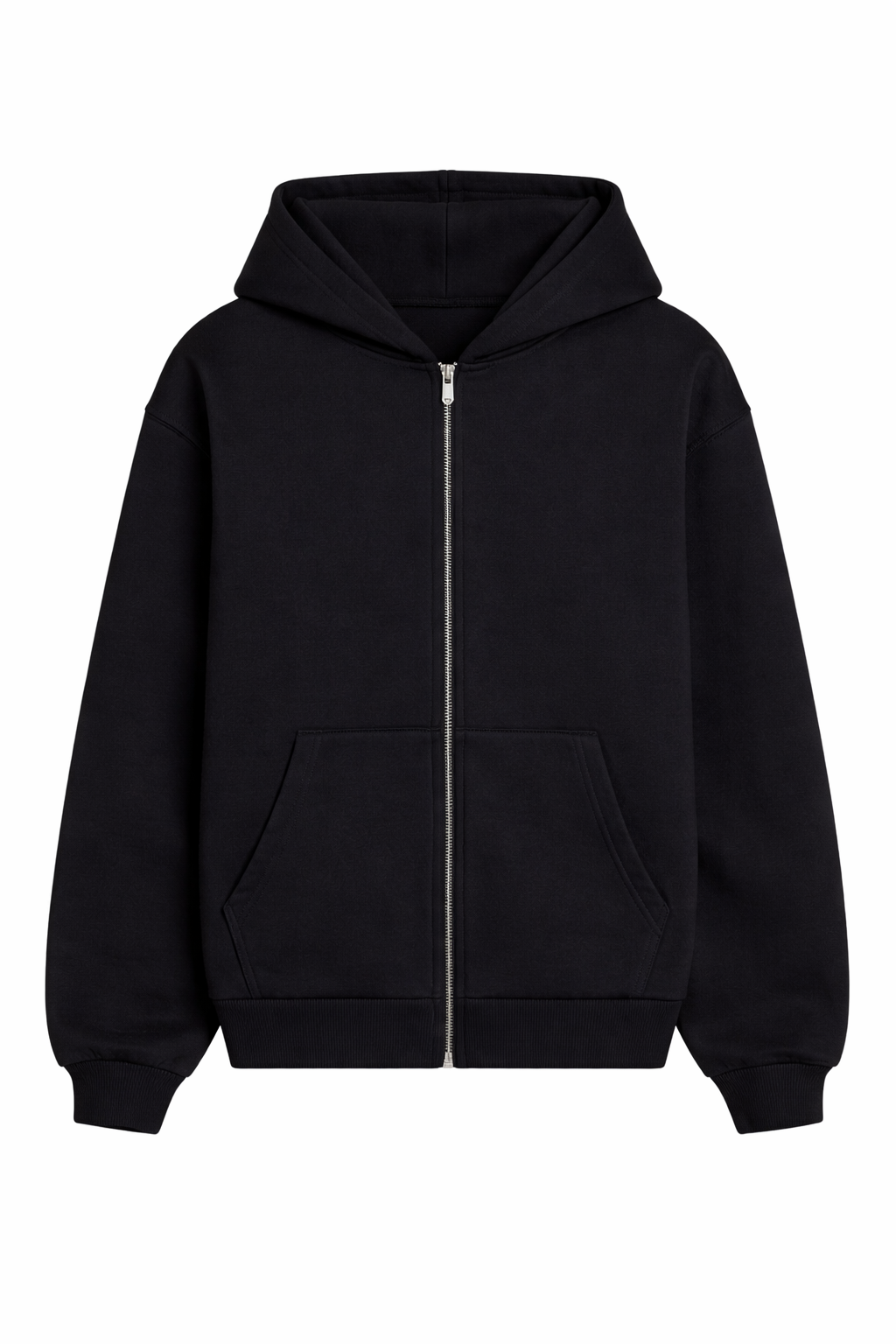 Basic Oversized Zip Hoodie Black