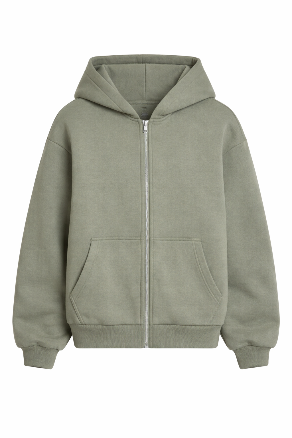 Basic Oversized Zip Hoodie Olive