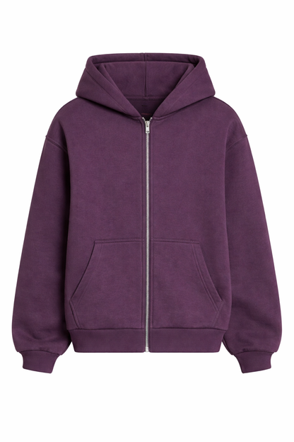 Basic Oversized Zip Hoodie Purple