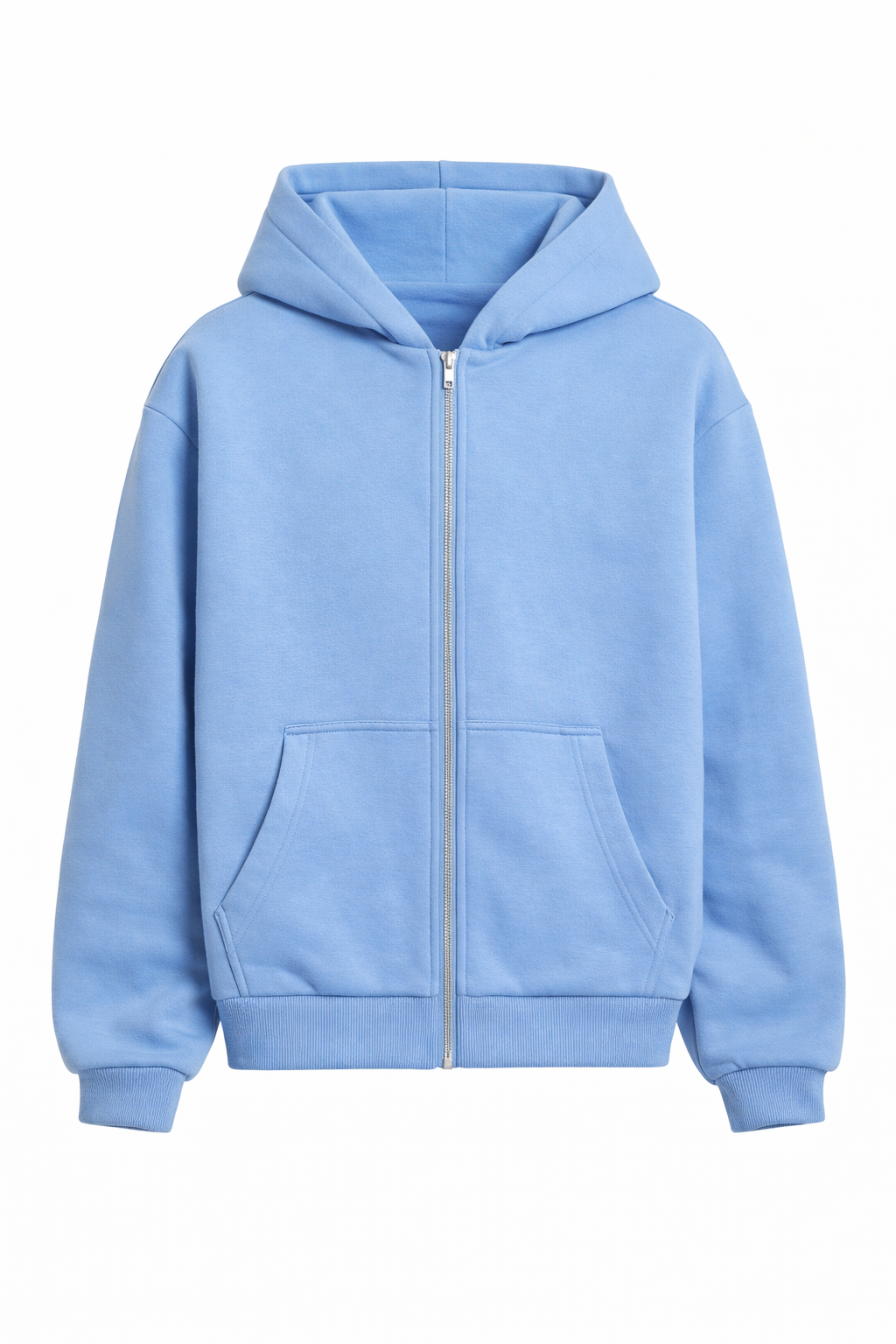 Basic Oversized Zip Hoodie Baby Blue