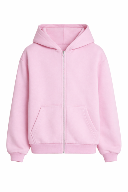 Basic Oversized Zip Hoodie Sakura Pink
