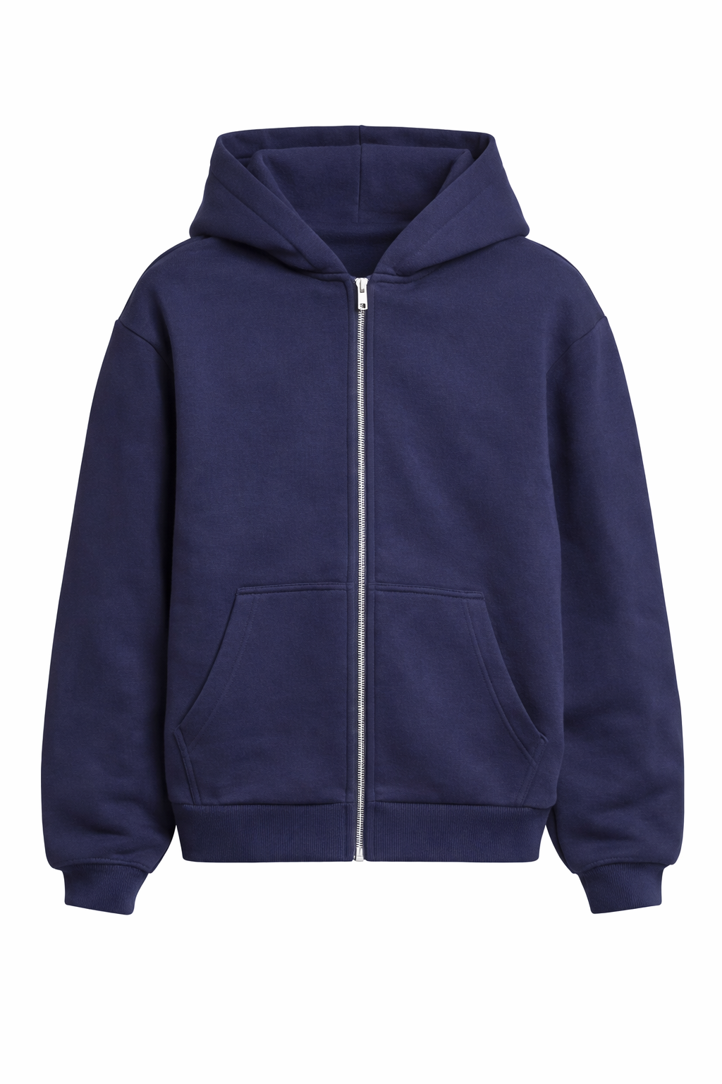 Basic Oversized Zip Hoodie Navy Blue