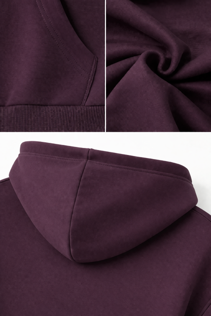 Basic Oversized Zip Hoodie Purple